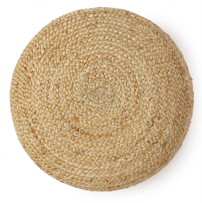 REDEARTH · Jute Circular Low Pouf Ottoman - Braided Pouffe Accent Sitting Round Footrest for Living Room, Bedroom, Nursery, kidsroom, Patio, Gym; 100% Jute Set of 2 (18"x18"x10"; Natural)