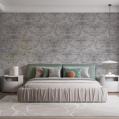 IZODEKOR 3D Wall Panels Brick Effect - Cladding, Stone Look, Styrofoam Facing for Living Room, Kitchen, Bathroom, Balcony, Bedroom, Back of Counter | White Grey (10 x Panels) - Covers 53 sq ft