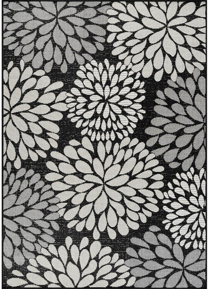 Beverly Rug Outdoor Rug 10x14 Modern Exotic Tropical Leaf Area Rugs for Indoor and Outdoor Patio Deck Porch Garden Water Resistant Washable Outside Carpet (10 x 14 Dark Gray)