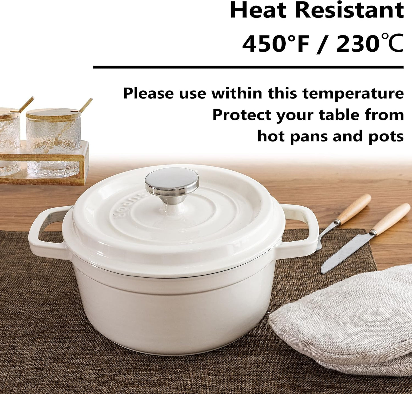 Home Brilliant Cloth Placemats Set of 4 Heat Resistant Dining Table Place Mats Linen Kitchen Table Mats, Brown