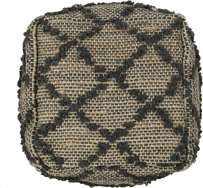 GDFStudio Boho Handmade Fabric Cube Pouf Ottoman Foot Stool - Bean Bag Floor Chair - Foot Rest Couch for Living Room Bedroom,Charcoal,16"" x 16"" x 16"", Cimarro,charcoal, 313838N