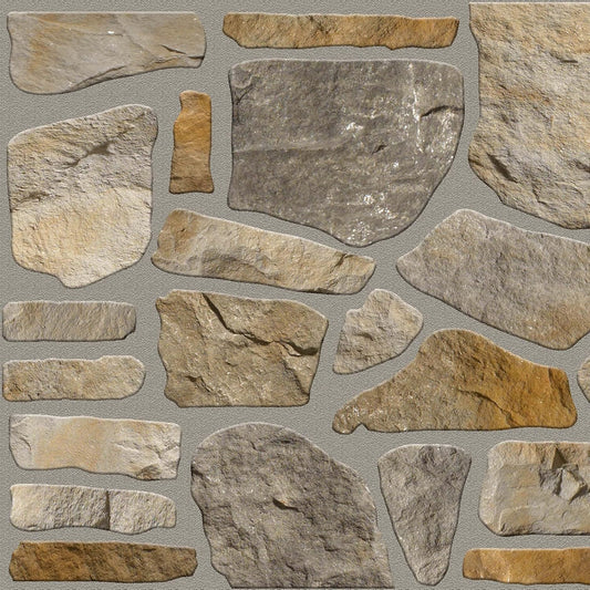 Dundee Deco 3D Wall Panels - Cladding Grey Gold Stone Look Wall Paneling, Styrofoam Facing for Interior and Exterior Applications, DIY, Sample, Size 10 x 10 in.