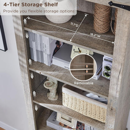 RedLemon Bookcase with 2 File Drawers, 72" Tall Farmhouse Bookshelf with Storage and Adjustable Shelves, 4 Tier Rustic Wood Bookshelf with Cabinet for Home Office, Living Room (Light Rustic Oak)