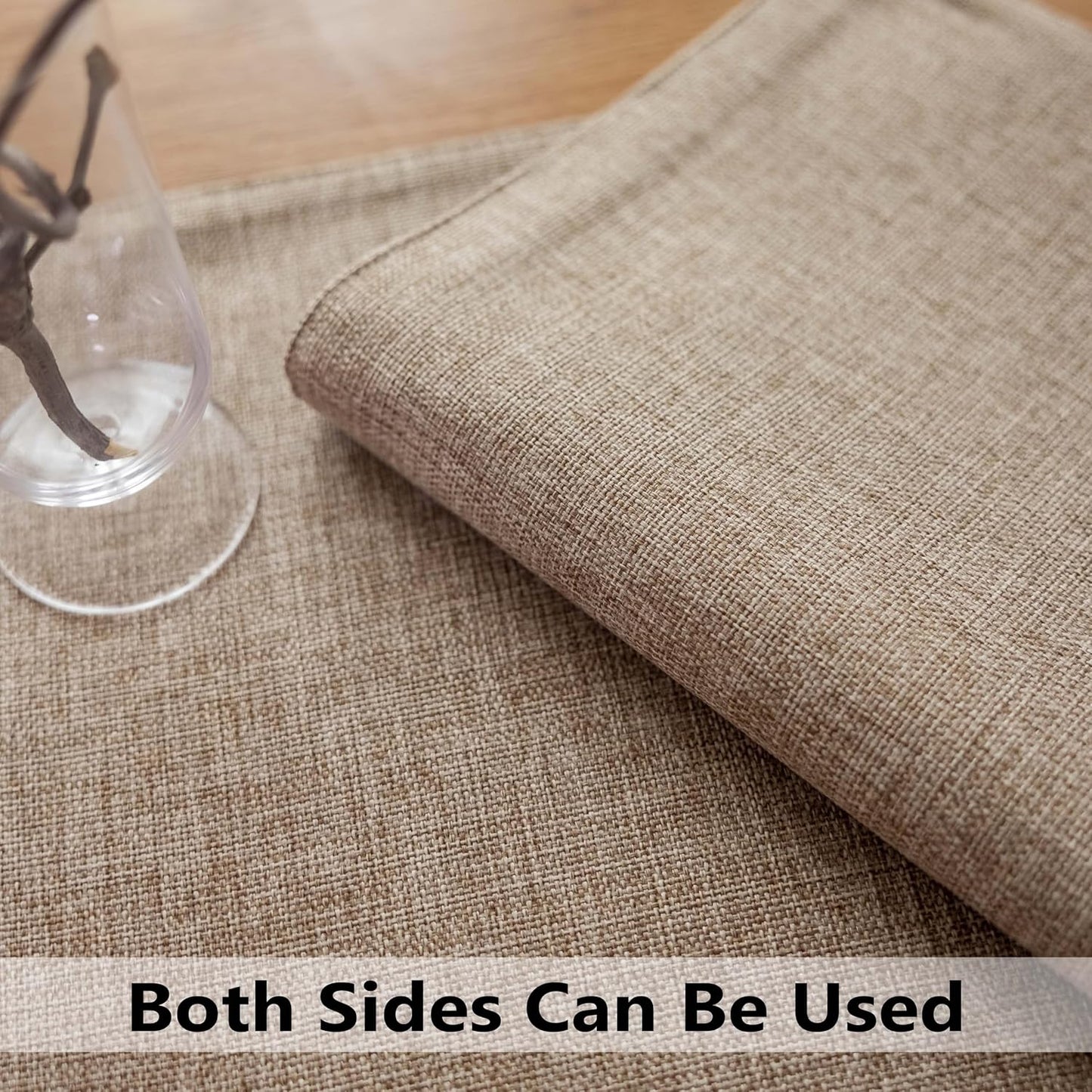 Demetex Linen Placemats Set of 6 Heat Resistant Wipeable Cloth Table Place Mats for Dining Table Indoor Restaurants, 13 x 19 inches, Linen