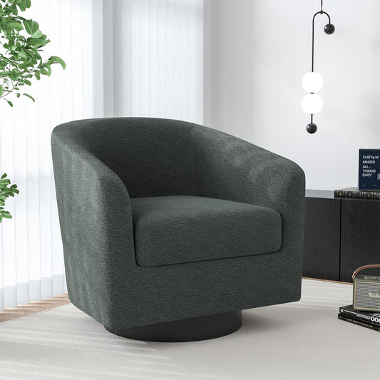Swivel Barrel Accent Chair, Modern Round Chenille Fabric Arm Chair for Living Room, Bedroom, Comfy