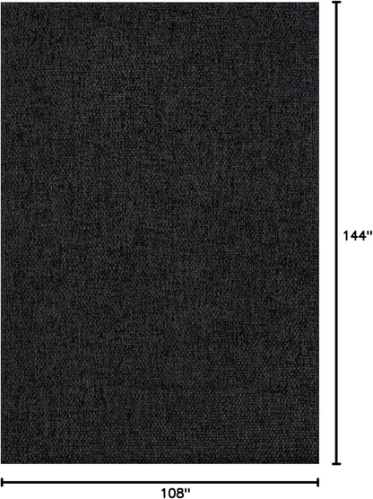 CAMILSON Easy Jute Rug 9x12, Indoor Outdoor Dark Gray Black Farmhouse Area Rugs for Living Room Patio and Kitchen Rug Solid Boho Woven Design Easy-Cleaning Washable Outside Carpet Alfombras (9 x 12)