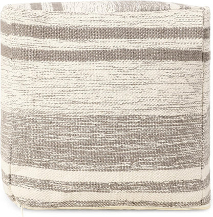 REDEARTH · Tufted Pouf Ottoman with Filler Textured Storage Cube Bean Bag Pouffe Footrest for Living Room, Bedroom, Nursery, Kidsroom; 100% Cotton (17.5"X17.5"X17.5", Melange Delight Taupe)