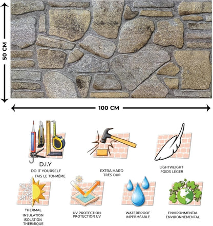 Dundee Deco 3D Wall Panels - Cladding Gold Lilac Stone Look Wall Paneling, Styrofoam Facing for Interior and Exterior Applications, DIY, Sample, Size 10 x 10 in.