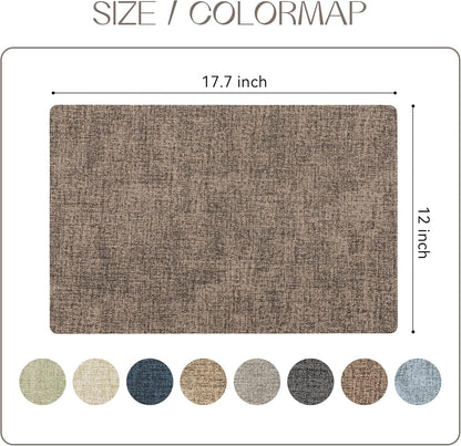 Romanstile Vinyl Placemats Set of 4-12 X 18 Inch - Heat Resistant Place Mats 100% Waterproof Oilproof Wipeable Reversible Faux Leather Table Mats for Kitchen/Dining/Party/Outdoor, Coffee