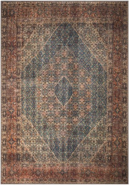 Keen Home Design 6x9 Rug - Machine Washable Area Rug with Non-Slip Backing, Ideal for Living Room, Dining Room, Bedroom - Vintage, Easy Clean, Durable, Low Pile Rug - (6' x 9')