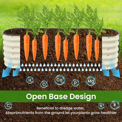 Raised Garden Beds 8 X 2 X 1.4Ft, Galvanized Raised Garden Beds Outdoor Planter Box for Vegetables, Gardening, Flowers, Fruits etc (Ivory)