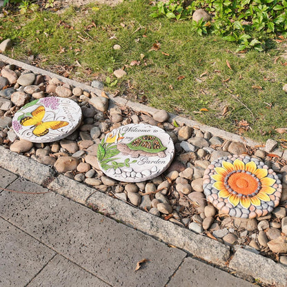 Garden Décor Stepping Stones Outdoor - Resin Butterfly Decorative Stone Bright Color Memories Pavers Outdoor for Garden Yard 9.5 * 9.5 * 0.5 Inch LC Lcdecohome