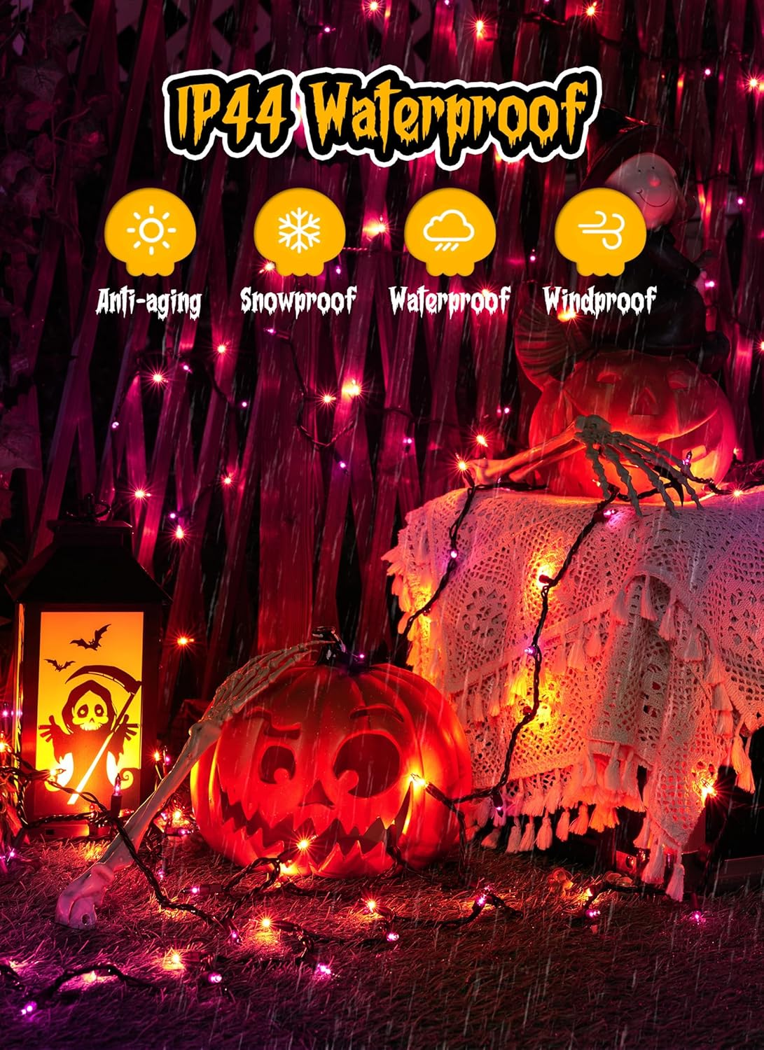 Minetom Halloween String Lights Orange & Purple 100 Count 25 Feet Incandescent Bulb Mini Lights for Indoor Outdoor Garland Party Festival Haunted House Decoration