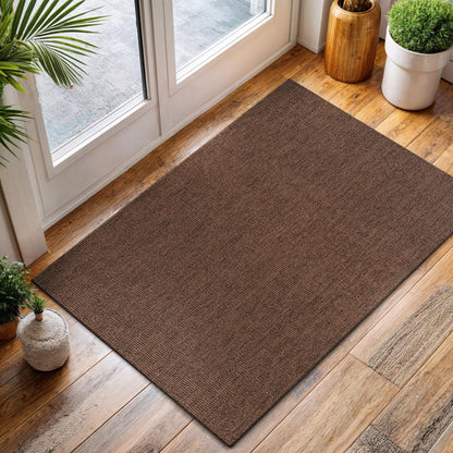 CAMILSON Easy Jute Rug 2x3, Indoor Outdoor Brown Color Fiber Area Rugs for Living Room and Kitchen Rug, Solid Boho Woven Design, Easy-Cleaning, Washable Outside Carpet Alfombras (2 x 3)