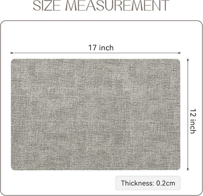 Romanstile Vinyl Placemats Set of 4-12 X 18 Inch - Heat Resistant Place Mats 100% Waterproof Oilproof Wipeable Reversible Faux Leather Table Mats for Kitchen/Dining/Decor/Party/Outdoor, Light Grey
