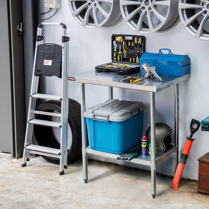 DuraSteel Food Prep Stainless Steel Table - 24 x 36 Inch Commercial Metal Workbench with Adjustable Under Shelf - NSF Certified - for Restaurant, Warehouse, Home, Kitchen, Garage