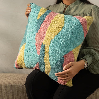 Tuffting Embroidery Decorative Throw Pillow Cover, 18 x 18 inches (Multi)