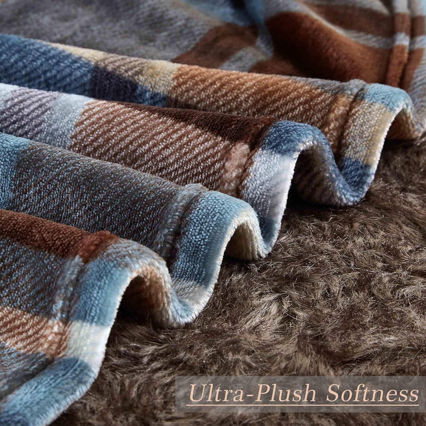 MERRYLIFE Throw Blanket Plaid Sherpa | Ultra-Plush Soft Colorful Oversized | Decorative Couch Travel Blanket | Large Size(60" 90", Greenland)