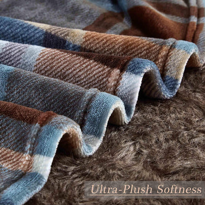 MERRYLIFE Throw Blanket Plaid Sherpa | Ultra-Plush Soft Colorful | Decorative Couch Travel Blanket | (50" 60", Greenland)