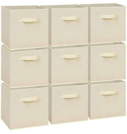 Easi 11 inch Cube Storage Bins, 9 Storage Cube Organizer, Collapsible Fabric storage cubes with