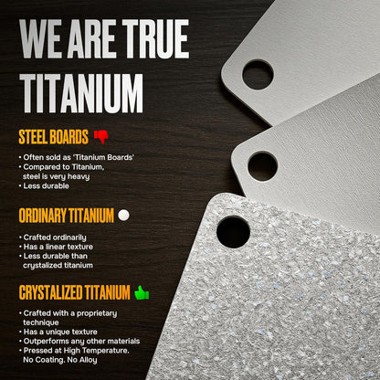 Titanium Cutting Board – Pure Titanium Chopping Board for Kitchen – Non-Toxic, Microplastic-Free, Double-Sided, Dishwasher Safe, Durable Metal Cutting Board