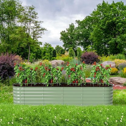 Raised Garden Bed Kit 8×2×1.4 FT Magnesium-Aluminum-Zinc Stainless Steel Metal Planter Box for Planting Outdoor Plants Vegetables（Light Green）