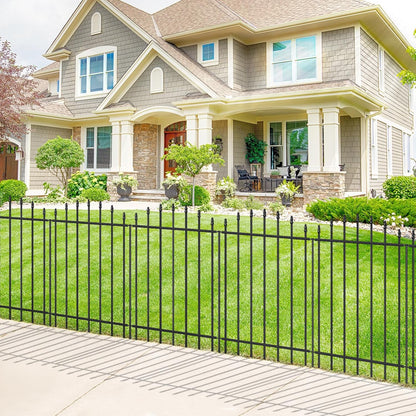 Metal Garden Fence 36 in H x 12 ft L, 6 Panels + 7 Stakes Border Dog Fence Panels Animal Barrier, No Dig Garden Fencing for Yard Patio Flower Bed Lawn Outdoor, Arch Black