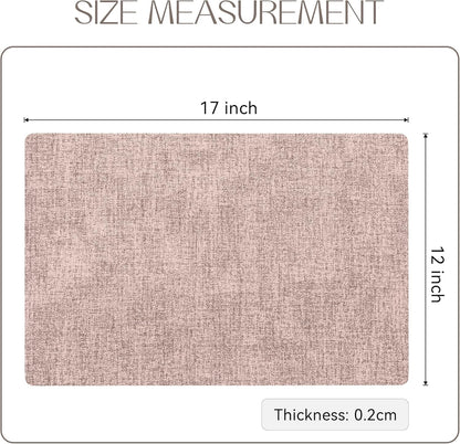 Romanstile Vinyl Placemats Set of 6-12 X 18 Inch - Heat Resistant Place Mats 100% Waterproof Oilproof Wipeable Reversible Faux Leather Table Mats for Kitchen/Dining/Party/Outdoor, Pink
