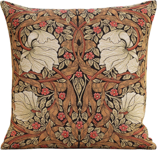 Charlotte Home Furnishings Pimpernel Tobacco Brown Floral Throw Pillow Cover 18” x 18” – Botanical Tapestry Cushion Cover for Sofa or Bed | Jacquard Woven in Europe | Insert Not Included