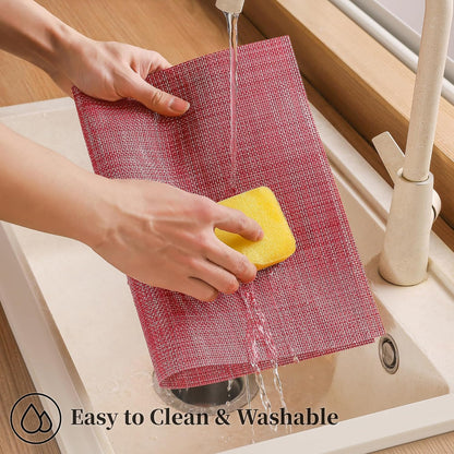 Leetaltree Red Placemats Set of 8 - Heat Resistant Non-Slip Place mats for Dining Table, Washable Durable PVC Vinyl Woven Table Mats（Red, 8）