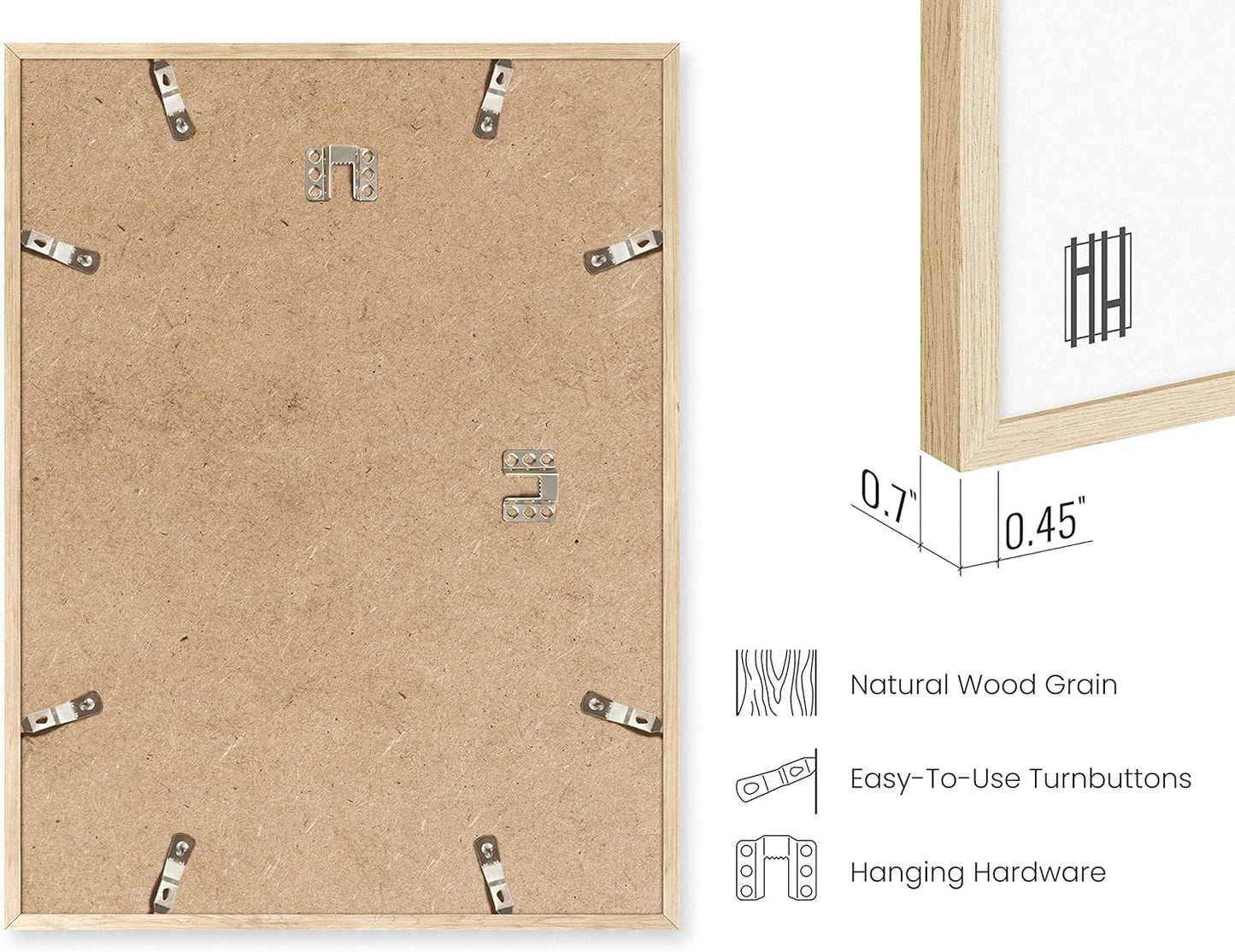 HAUS AND HUES 12 by 18 Picture Frame Set of 9-12 x 18 Poster Frame, 18x12 Light Wood Frame, 12x18 Frame, 12 x 18 Frame Natural Wood, 12 x 18 Picture Frame Wooden (Beige Frame)