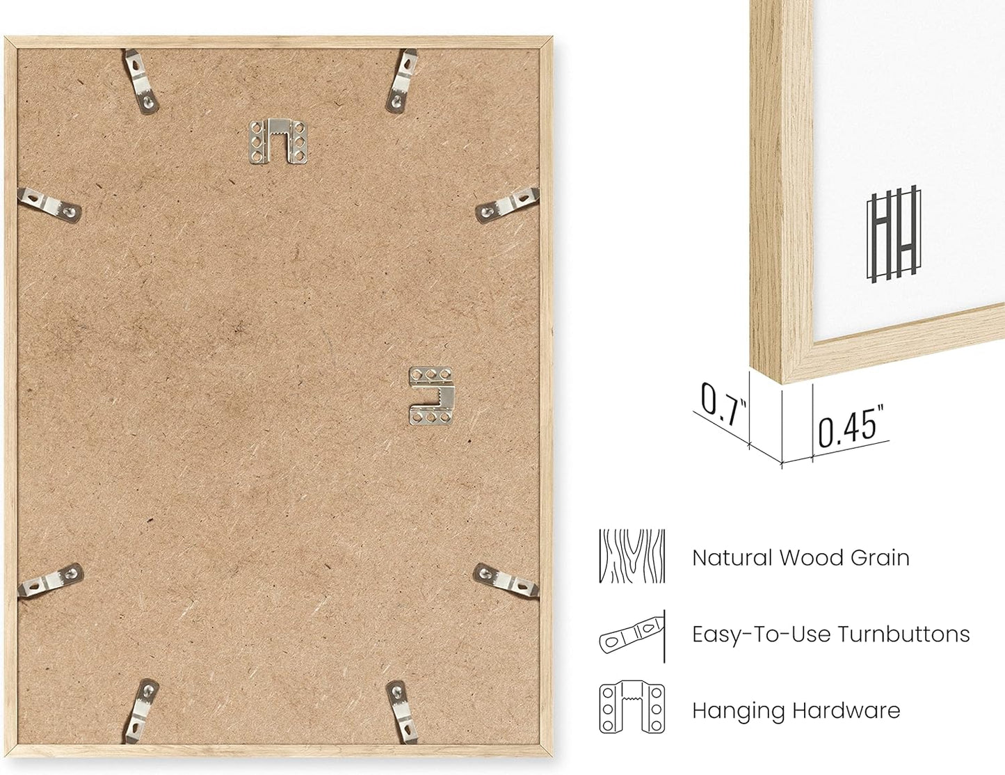 HAUS AND HUES Square Picture Frames 12 x 16 Set of 9 - Photo Gallery Wall Frame Set, Wood 12x16 Frames with Mat, 12 x 16 Frames Gallery Wall Set, Square Frames 12x16 (Beige Oak Frames)