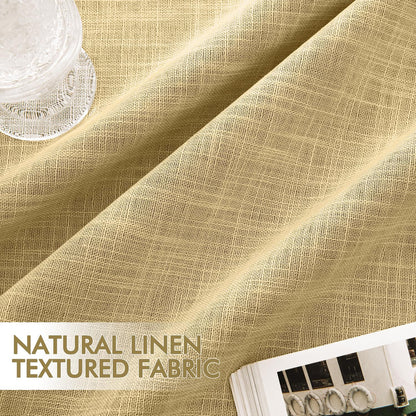 MIULEE Yellow 100% Blackout Linen Curtains 120 Inch 2 Panels Set Double Sided No Coating Pinch Pleated Back Tab Black out 10 FT Extra Long Thermal Insulated Bedroom Living Room Darkening Window Drapes