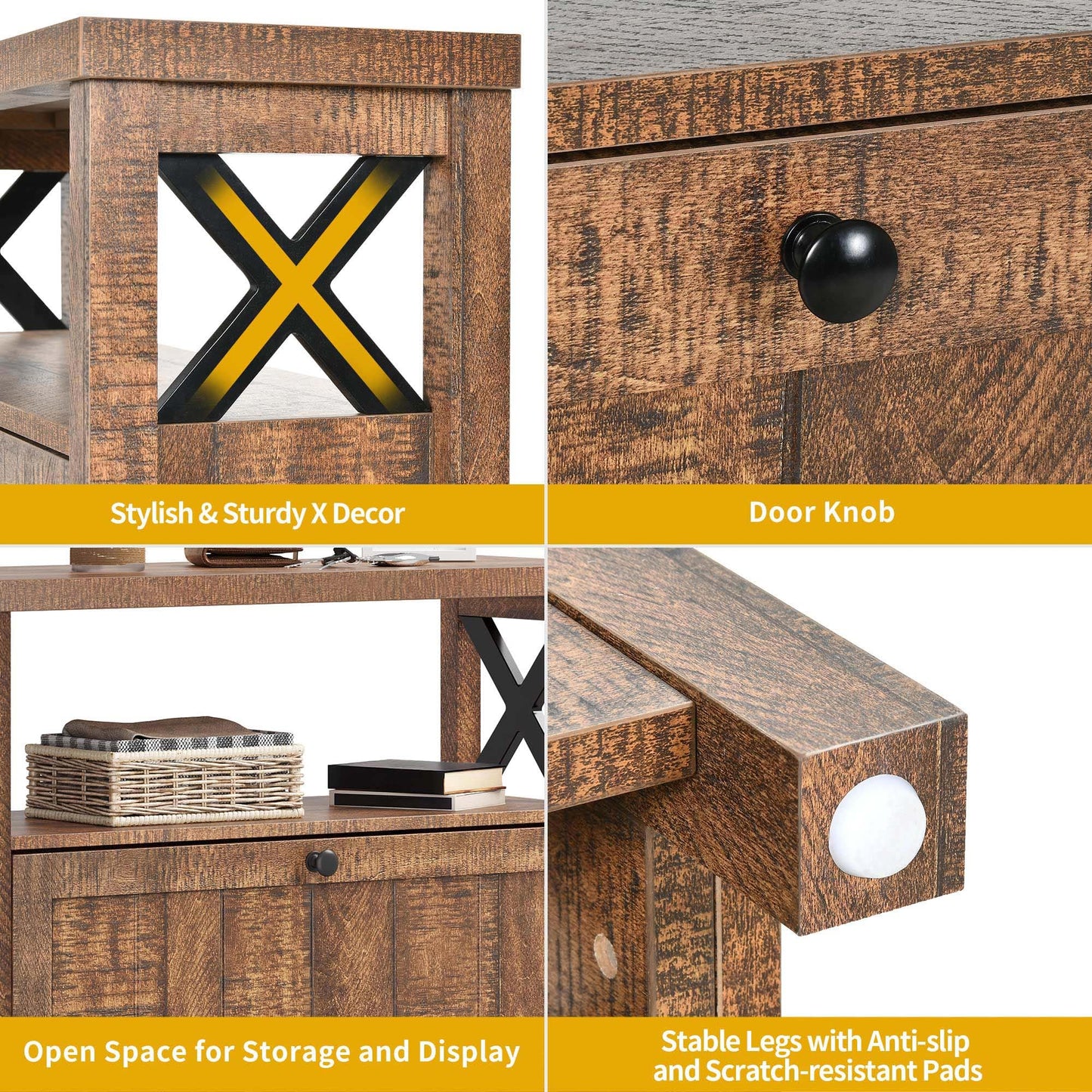 DWVO Rustic Brown Shoe Cabinet for Entryway