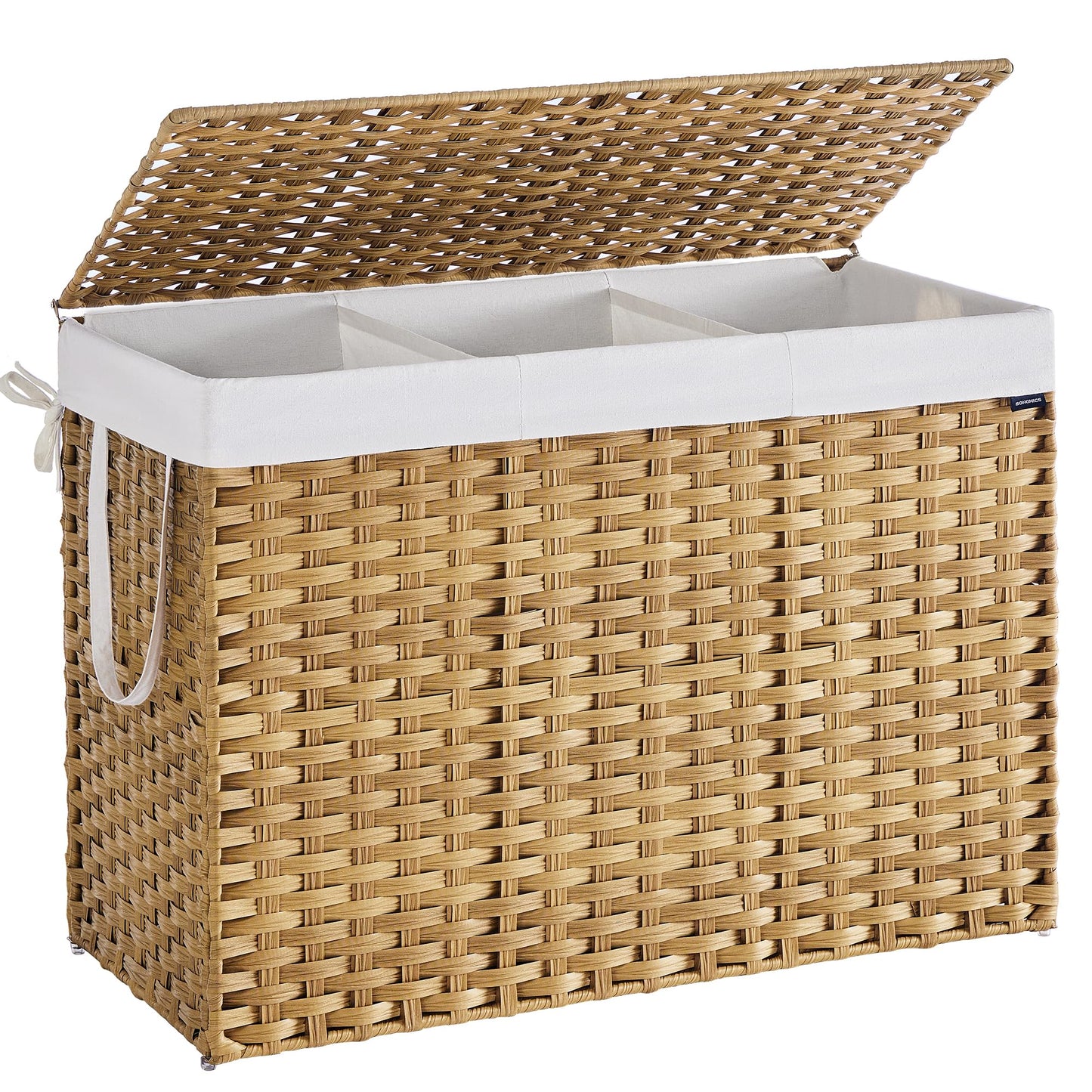 SONGMICS Laundry Hamper with Lid, 52.8 Gal (200 L) Synthetic Rattan,Foldable