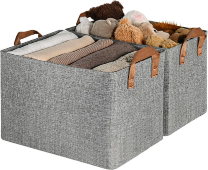 GRANNY SAYS Storage Baskets for Shelves, Closet Organizer Bins, Clothes Storage Bins with Metal Frame, Extra Large Baskets for Organizing and Storage, Collapsible, Gray, 2-Pack