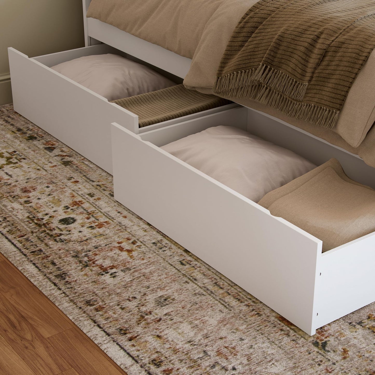 AFI Queen/King/Twin XL Under Bed Storage Drawers (Set of 2), White