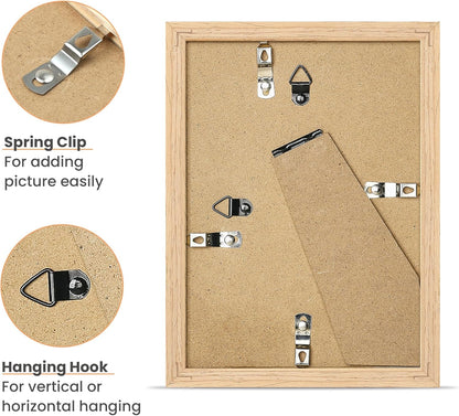 upsimples 5x7 Picture Frame, Natural Solid Wooden Picture Frames, Display 4x6 with Mat or 5 x 7 Without Mat, Wall or Tabletop, 1 Pack, Natural