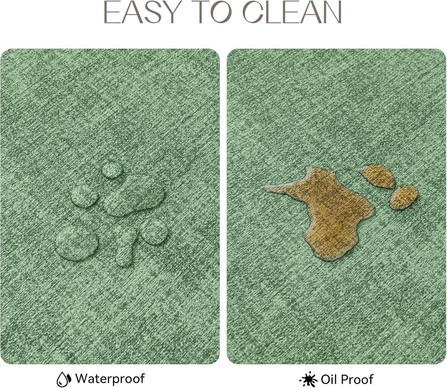 Romanstile Vinyl Placemats Set of 4-12 X 18 Inch - Heat Resistant Place Mats 100% Waterproof Oilproof Wipeable Reversible Faux Leather Table Mats for Kitchen/Dining/Party/Outdoor, Dark Green