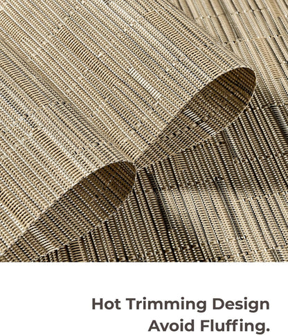 Leetaltree Light Brown Placemats Set of 8 - Heat Resistant Non-Slip Place mats for Dining Table, Washable Durable PVC Vinyl Woven Table Mats（Light Brown, 8）