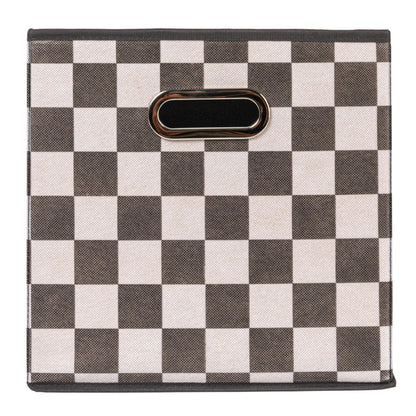 Household Essentials Fabric Storage Bins 6 Piece Set, Checkerboard White and Black