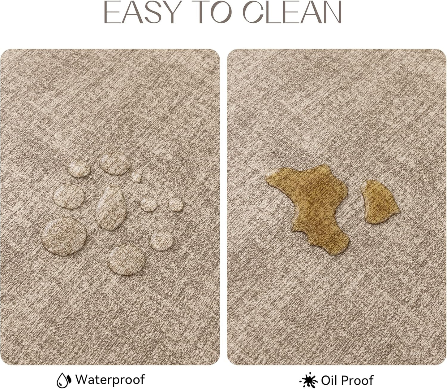 Romanstile Vinyl Placemats Set of 4-12 X 18 Inch - Heat Resistant Place Mats 100% Waterproof Oilproof Wipeable Reversible Faux Leather Table Mats for Kitchen/Dining/Party/Outdoor, Khaki