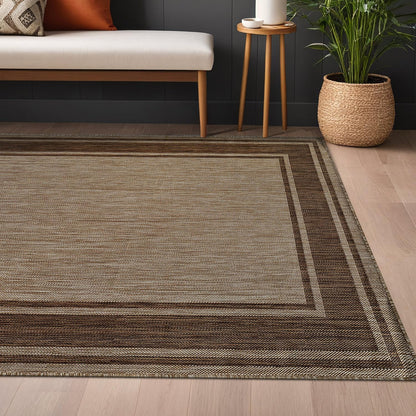 Beverly Rug Large Outdoor Rug 9x12 Modern Bordered Area Rugs for Indoor and Outdoor Patio Deck Porch Garden Waterproof Weather Sun Resistant Washable Outside Carpet (9 x 12 Jute)