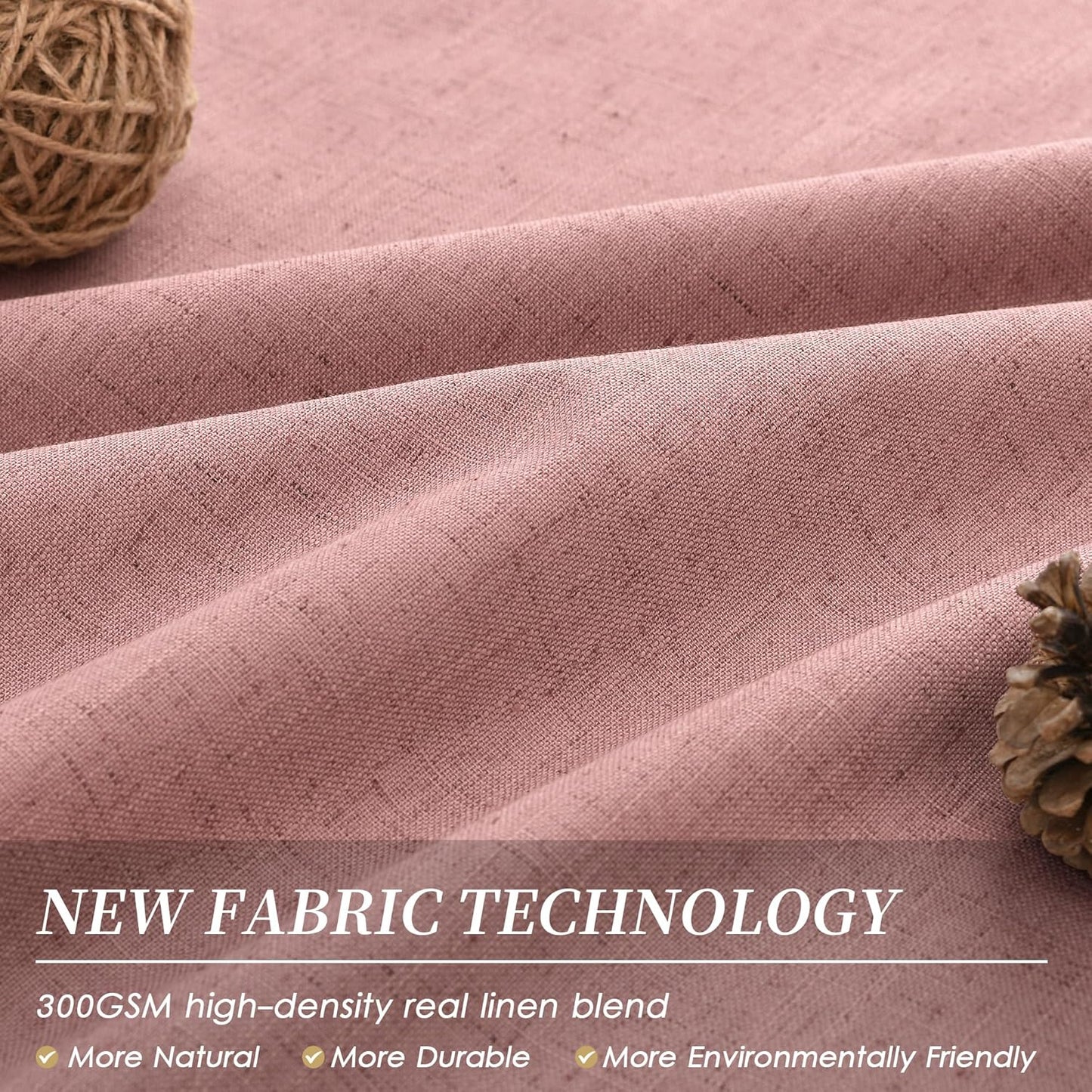 BOODII 108 Inch Black Out Curtains 2 Panels Set Back Tab Thermal Insulated Blush Pink Linen Textured Blackout Curtains Noise Reducing for Farmhouse Living Room Darkening Window Drapes 52x108