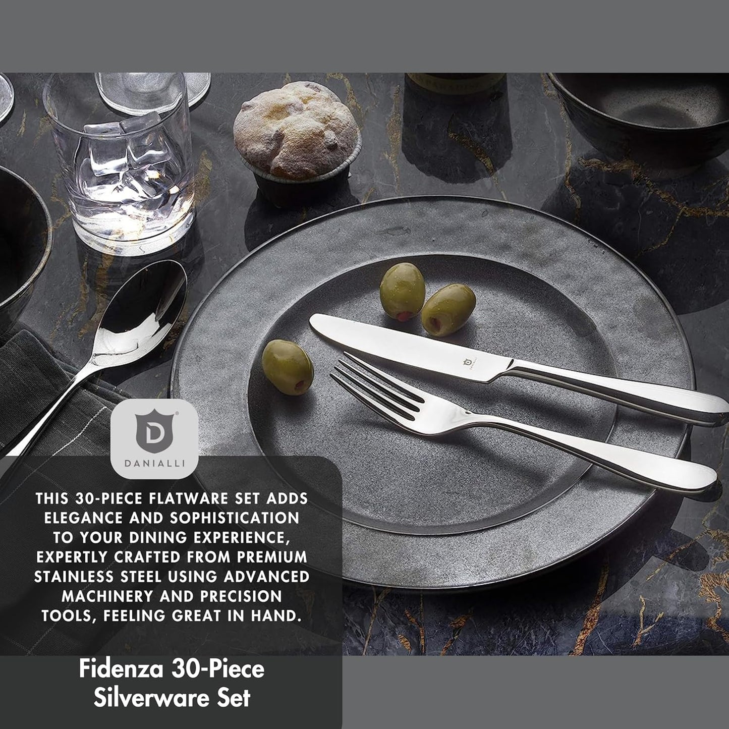 Silverware Set for 6 ??18/10 Stainless Steel Flatware, Mirror Finish, Dishwasher Safe, Durable and Balanced Utensils, Modern Tableware (30-Piece Set, Fidenza)