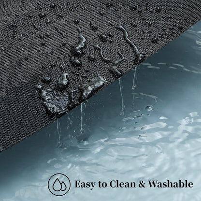 Leetaltree Black Frame Placemats Set of 6 - Heat Resistant Non-Slip Place mats for Dining Table, Washable Durable PVC Vinyl Woven Table Mats（Black Frame, 6）