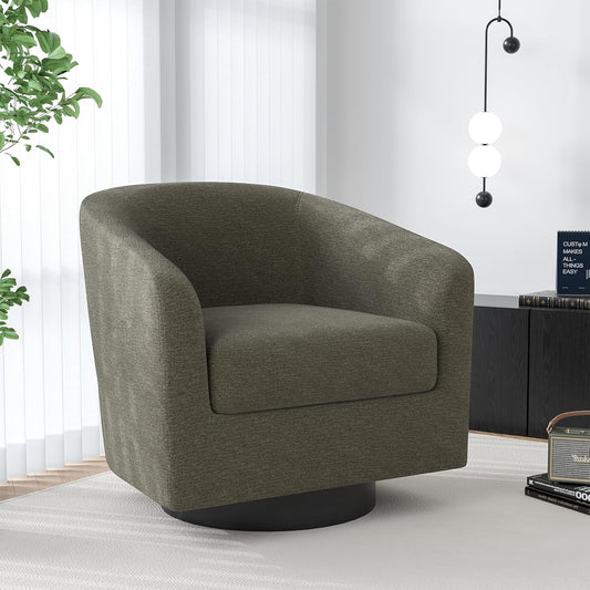 Swivel Barrel Accent Chair, Modern Round Chenille Fabric Arm Chair for Living Room, Bedroom, Comfy