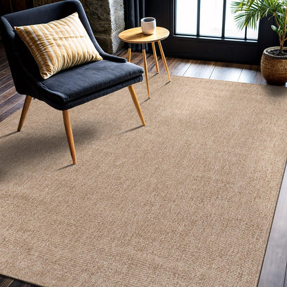 CAMILSON Easy Jute Rug 5x7, Indoor Outdoor Natural Color Fiber Area Rugs for Living Room Patio and Kitchen Rug, Solid Boho Woven Design, Easy-Cleaning, Washable Outside Carpet Alfombras (5 x 7)