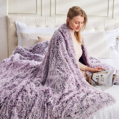 GONAAP Fuzzy Faux Fur Throw Blanket Twin Size Frosty Purple Super Soft Cozy Plush Fuzzy Shaggy Blanket for Couch Sofa Bed (Frosty Purple, Twin(60"x80"))