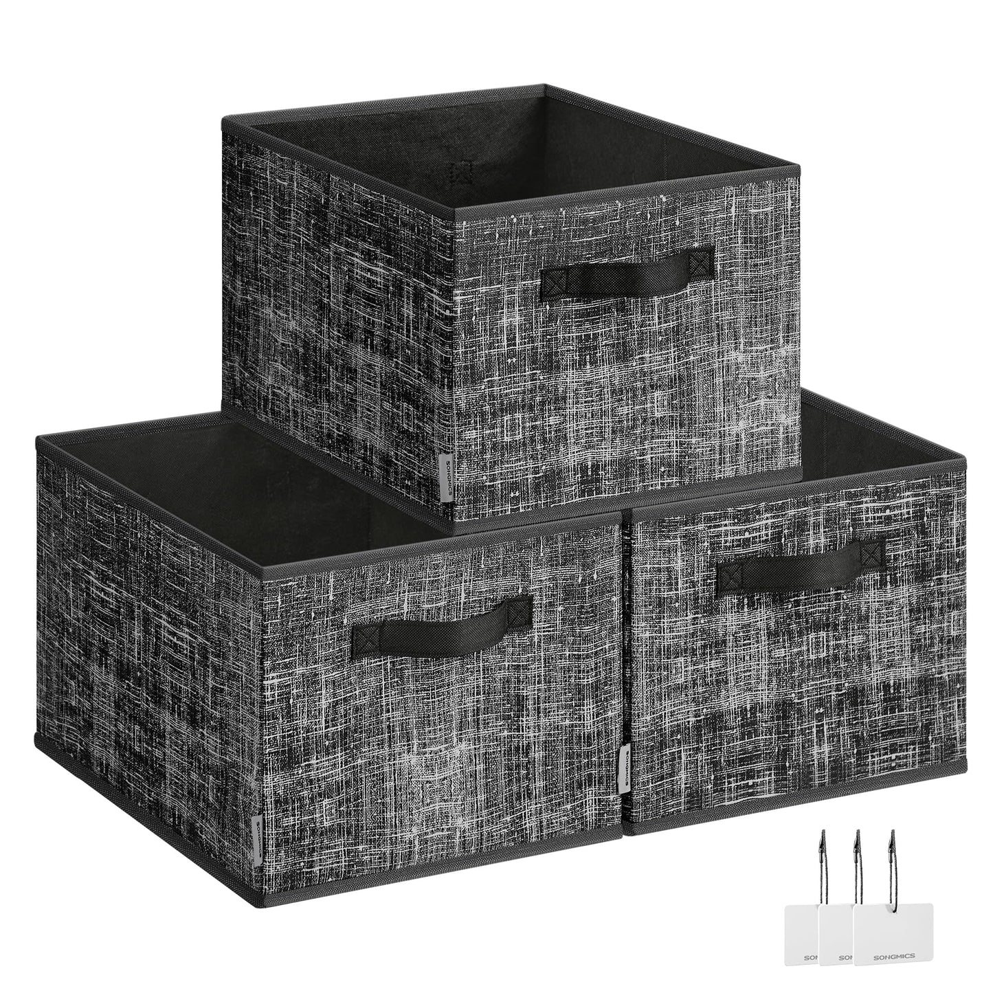 SONGMICS Storage Baskets, Set of 3, Foldable Closet Organizer for Shelves